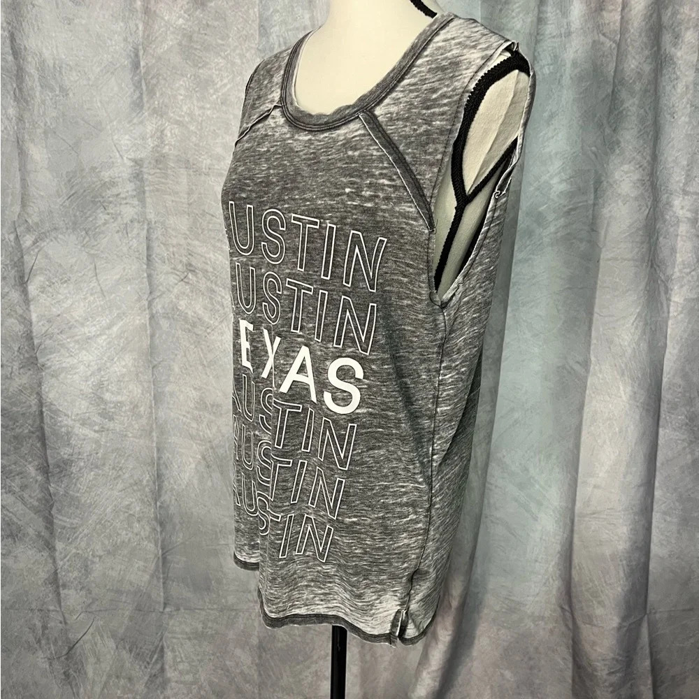 Grayson Threads Austin Texas Sleeveless Gray Burnout Tank Top - size Large - Picture 5 of 9